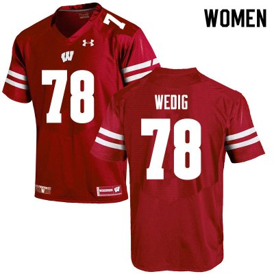 Women's Wisconsin Badgers NCAA #78 Trey Wedig Red Authentic Under Armour Stitched College Football Jersey VK31Q83BK
